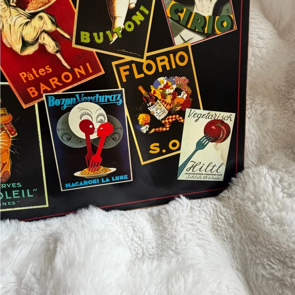 Vintage Pottery Barn Trays with Retro Labels.